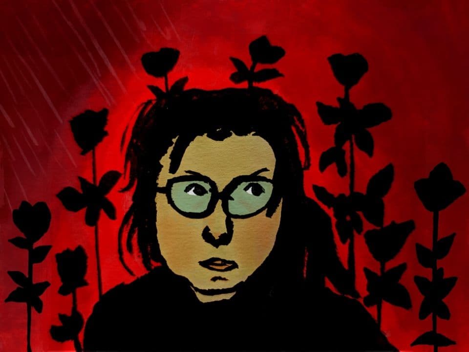 003=J89, Les roses noires, feutre pinceau dans carnet A6 retravaillé à l’IPad, 40:30cm, 2024_D89, The black roses, felt-tip brush in A6 notebook reworked on IPad, 40:30cm, 2024.jpg