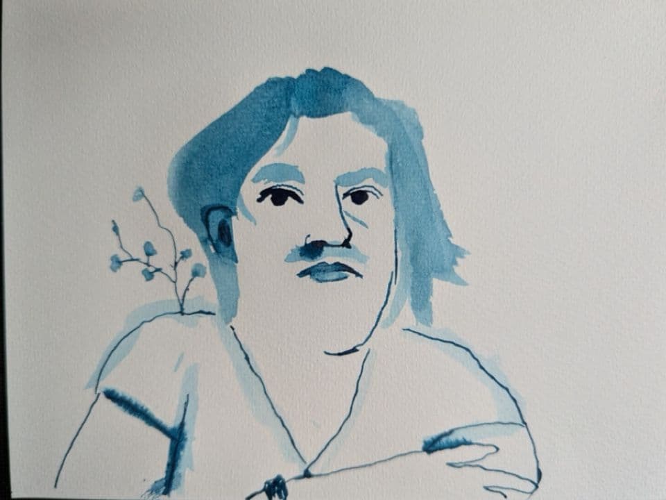 008=LâĂ©crivain, encre acrylique, petit format, 2026_The writer, acrylic ink, small format, 2026.jpg