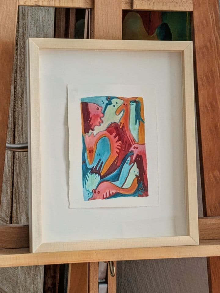 012=Les yeux jaunes, aquarelle, encadrement 24:30cm, 2026_Yellow eyes, watercolor, framed 24:30cm, 2026.jpg