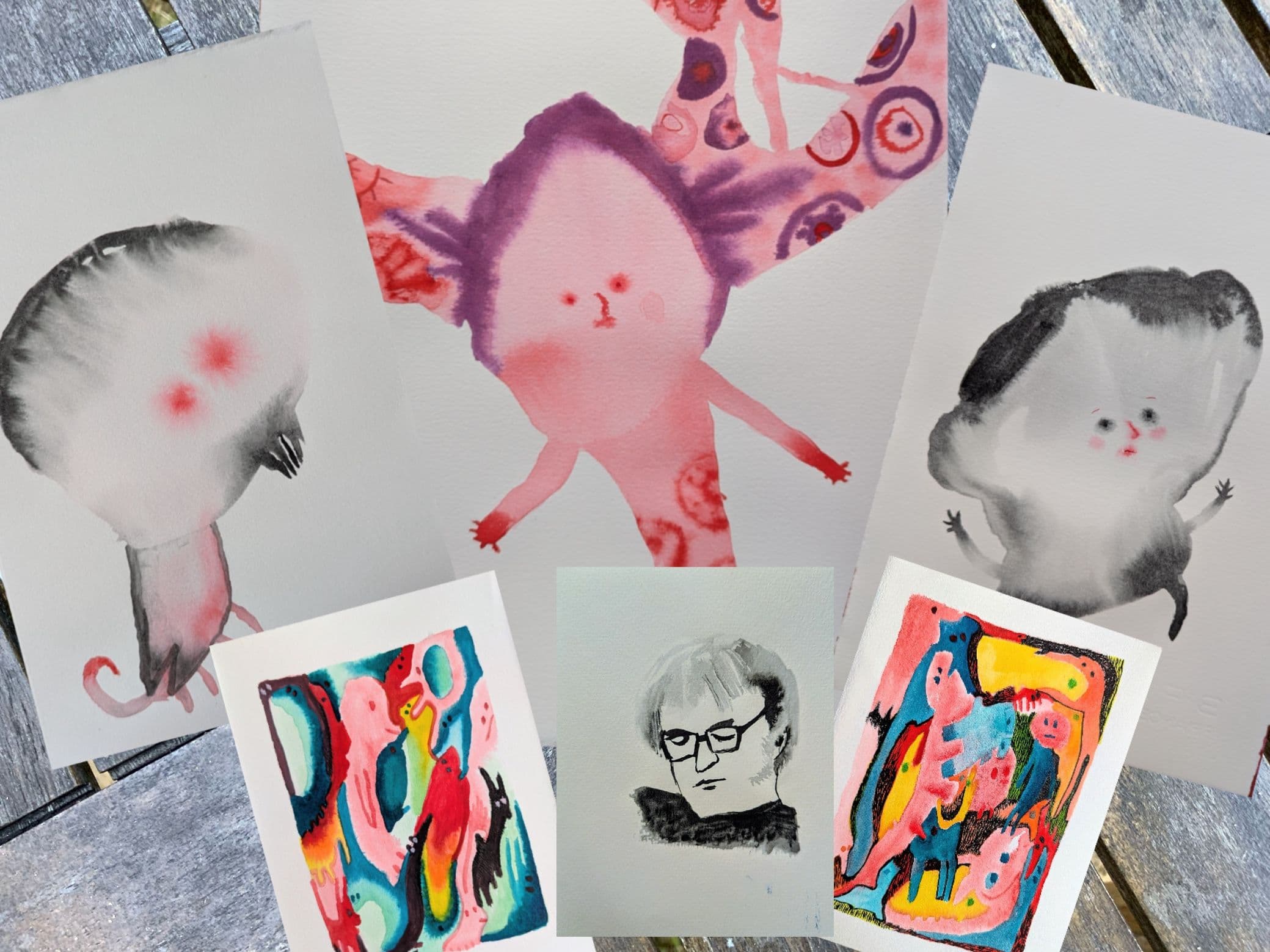 012=Quelques oeuvres des séries Mes p'tits zinzins et Lilliput's land ainsi qu'un portrait sur le vif, 2026_A few works from the series My lill' zinzins and Lilliput's land, and a portrait, 2026.jpg
