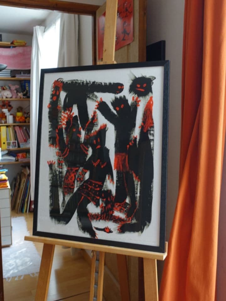 020=La mouche, peinture vinylique, encadrement 50:65cm, 2021_Fly, vinyl painting, framed 50:65cm, 2021.jpg