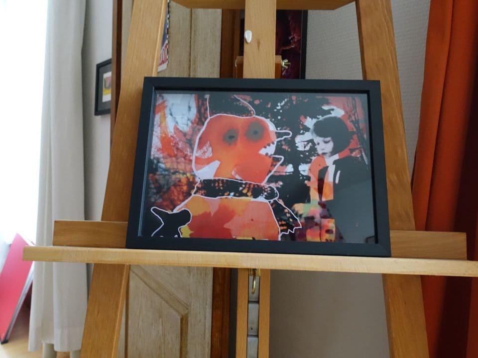 045=Le bonhomme de neige, tirage photo-peinture à l’IPad, encadrement A4, 2022_Snowman, photo-painting IPad’s print, framed A4, 2022.jpg